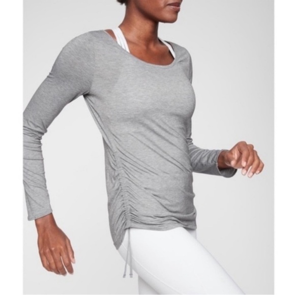 Athleta Top Women's Large Gray Encore Cinch Long Sleeve Neutral Minimalist - Picture 10 of 10